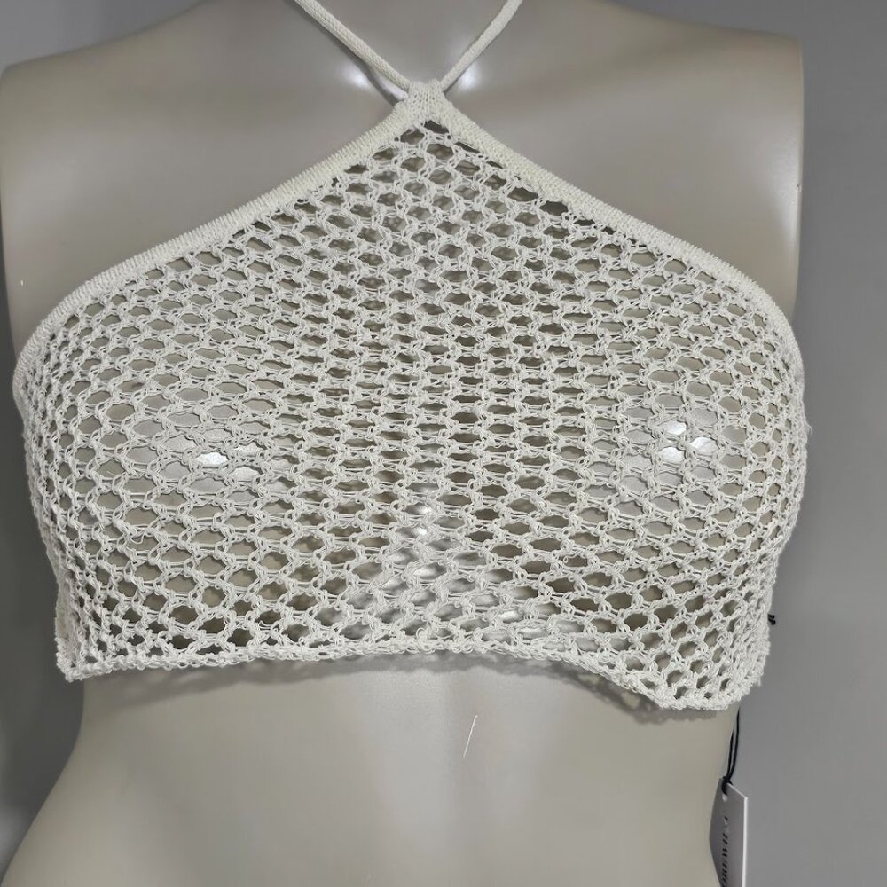 WeWoreWhat Fishnet Crochet Halter Top - Picture 2 of 9